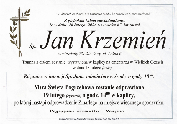 Zmarł Jan Krzemień [67 lat]