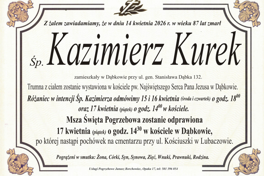 Zmarł Kazimierz Kurek [87 lat]