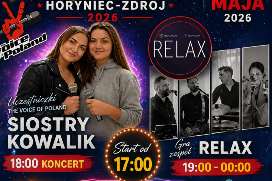 Majówka w Horyńcu-Zdroju z muzyką na żywo. Wystąpią Siostry Kowalik i zespół Relax