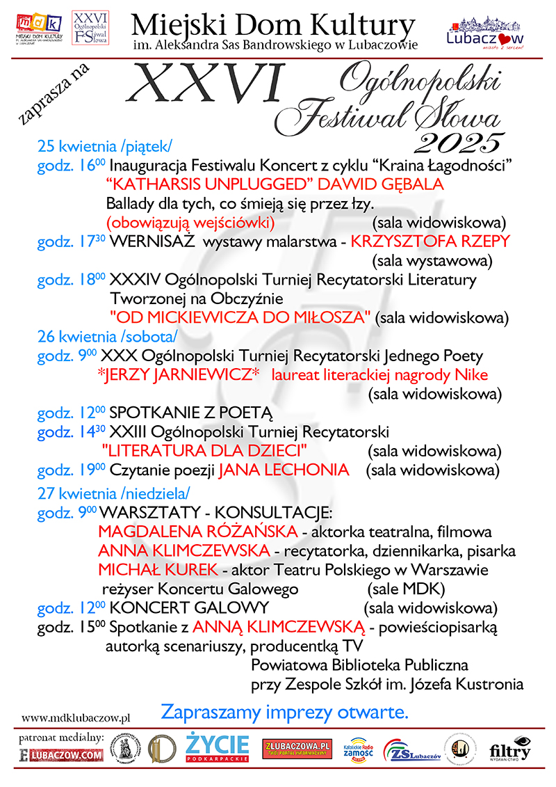 XXVI Ogólnopolski Festiwal Słowa 2025