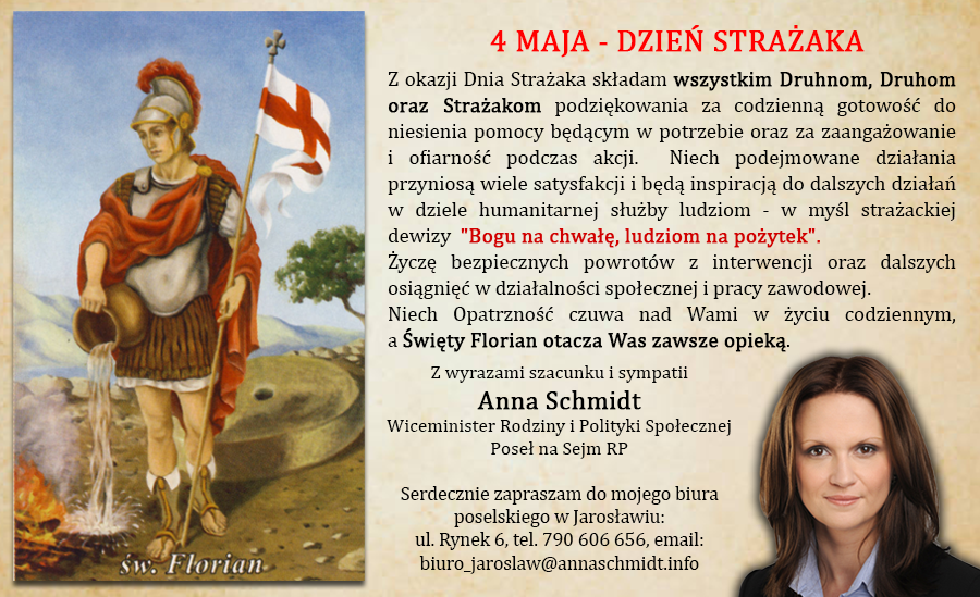 Życzenia minister Anny Schmidt z okazji Dnia Strażaka