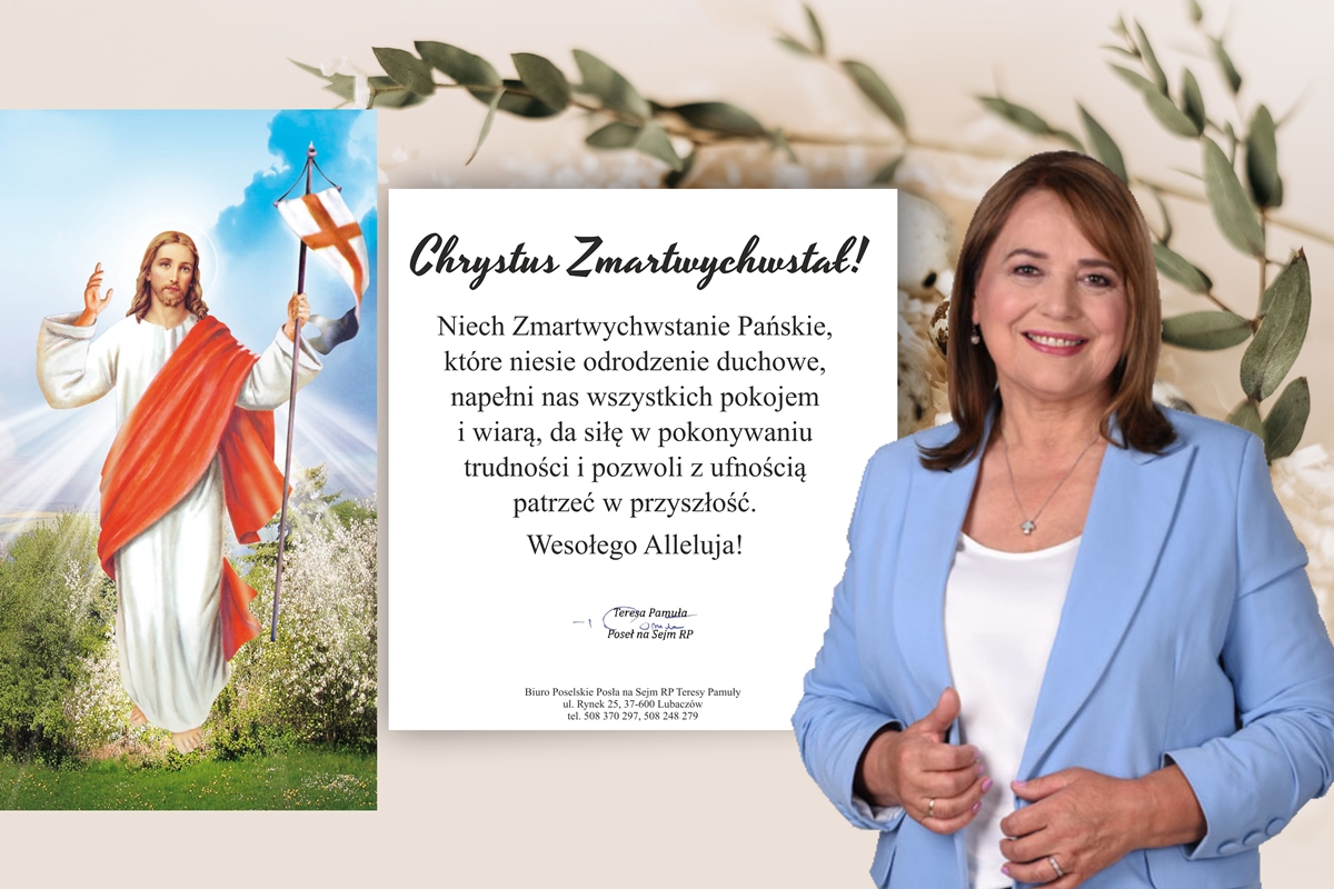 Życzenia Wielkanocne od Poseł na Sejm RP Teresy Pamuły