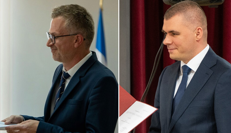 Burmistrz Narola Arkadiusz Mroczek fot. narol.pl oraz burmistrz Oleszyc Michał Jabłoński fot. zlubaczowa.pl